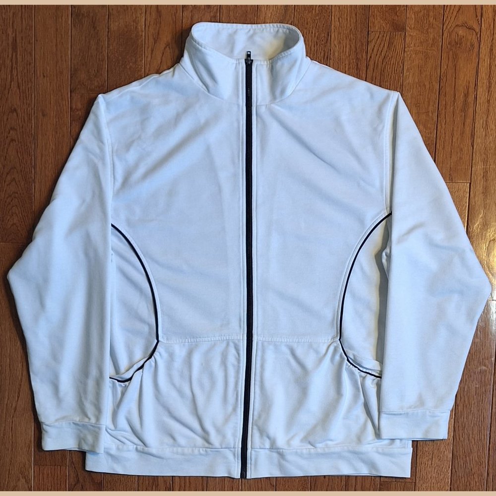 VTG Euro Joy Womens Large Athletic White Jacket Golf Tennis 80s 90s Length 25"